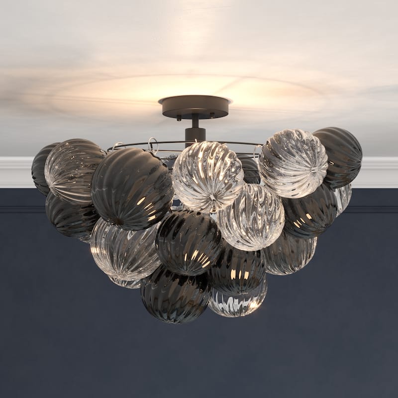 Eroile 1-light Modern Dimmable Glass Flush Mount Ceiling Lighting