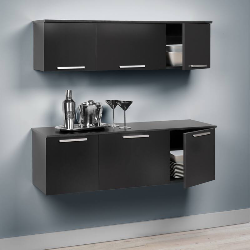 Yaletown Black Wall-mounted Hutch