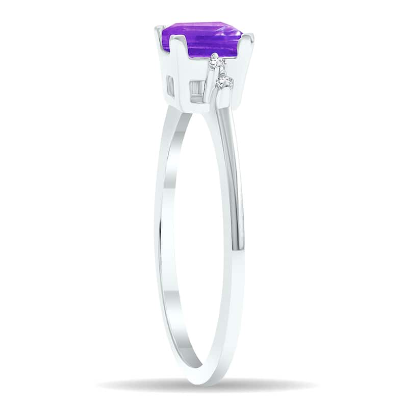 Women's Amethyst and Diamond Sparkle Ring in 10K White Gold