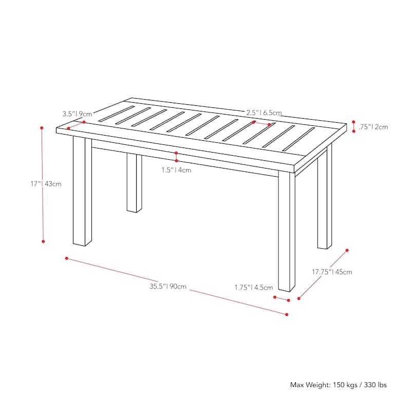 CorLiving Miramar Whitewashed Hardwood Outdoor Coffee Table