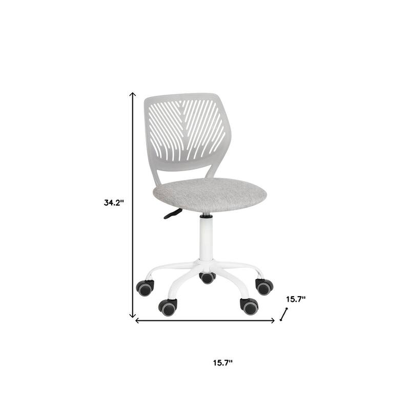 Gray and White Adjustable Height Swivel Rolling Office Chair