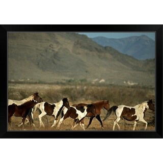 Shop Horse Herd Running Black Framed Print Overstock 30193487