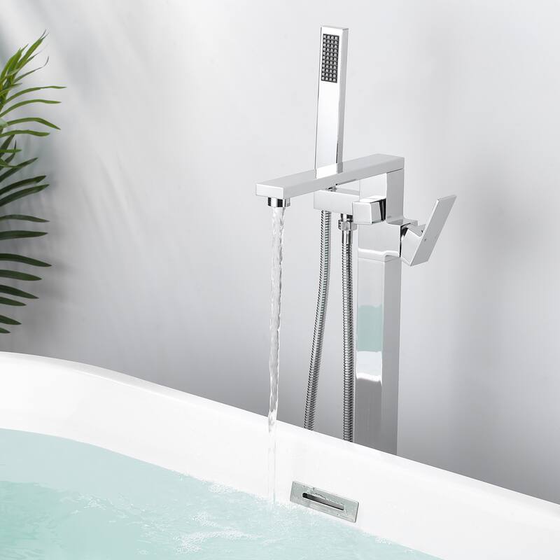 WOWOW Single-Handle Freestanding Tub Faucet with Handheld Shower