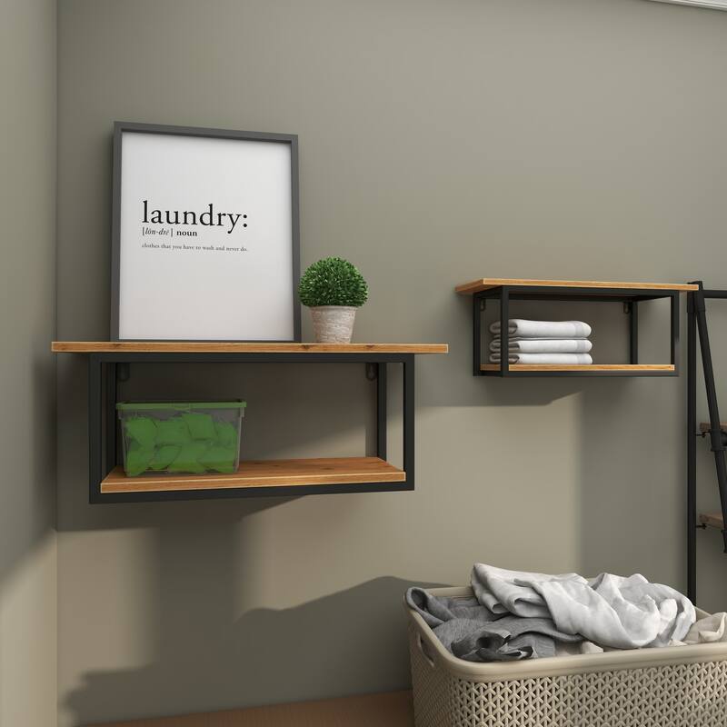Metal 4 Shelves Wall Shelf - Set of 2 Brown - Roche River Decor