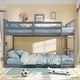 preview thumbnail 17 of 26, Twin Over Twin Floor Bunk Bed with Ladder, Solid Wood Bunk Bed Frame with Full-Length Guardrail, Detachable into 2 Separate Beds