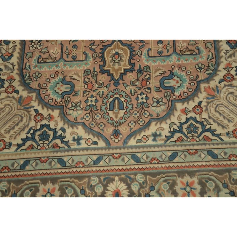 Hand Knotted Oriental 100% Wool Carpet Traditional Floral Pink Tabriz Area Rug - 6' 6'' X 4' 10''