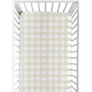 Sweet Jojo Designs Beige and White Buffalo Plaid Check Woodland Camo Collection Fitted Crib Sheet