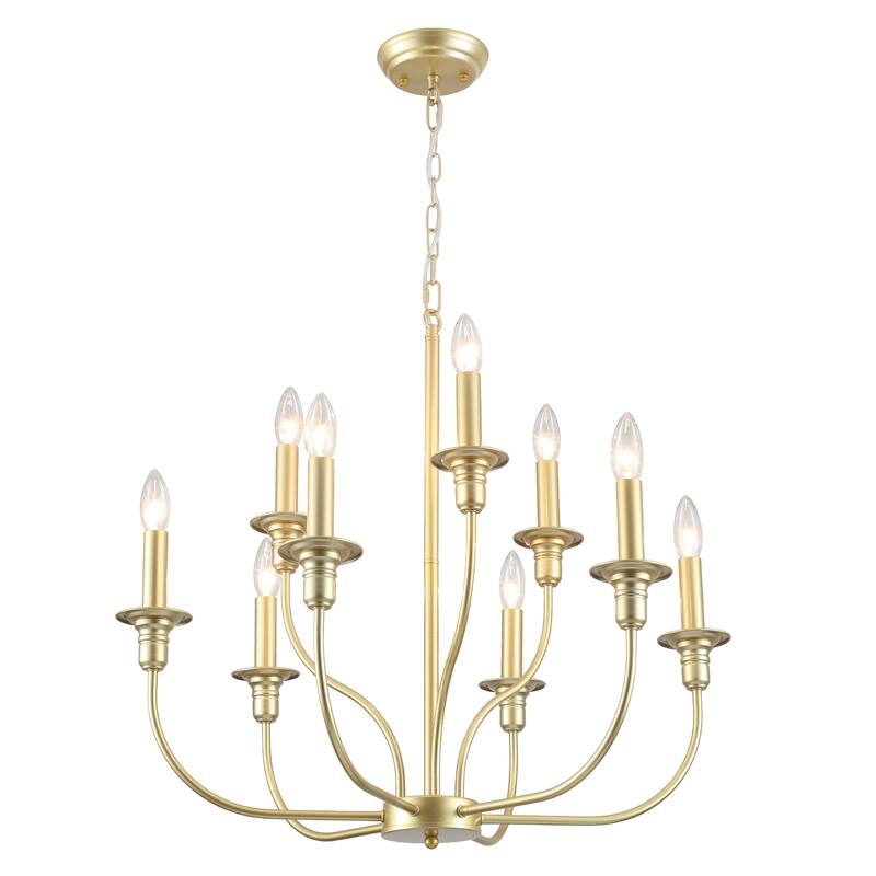 9-Light Candlestick Farmhouse Chandelier for Bedroom Living Room Staircase