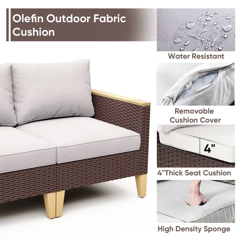 Gymojoy Outdoor Loveseat Sectional Rattan Sofa Set