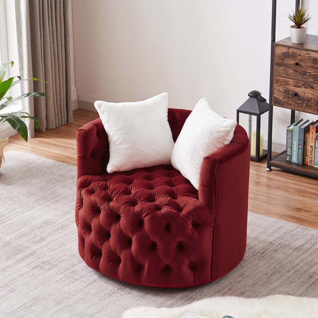 Shell Back Swivel Chair Shell Back Swivel Barrel Chair with 2 Pillows - Overstock - 37523621