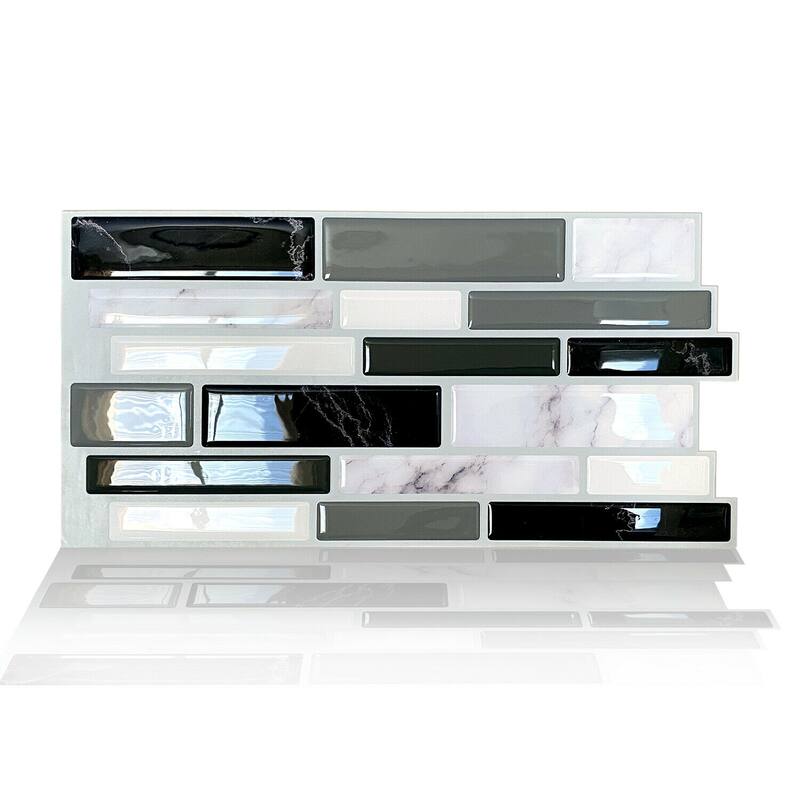 Walplus Mosaic Glossy 3D Metro Peel and Stick Backsplash Tile Stickers