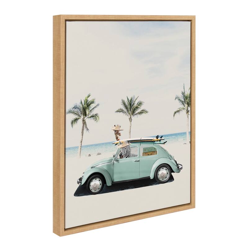 Kate and Laurel Sylvie Summer Adventures Framed Canvas by July Art Prints - 18x24 - Natural