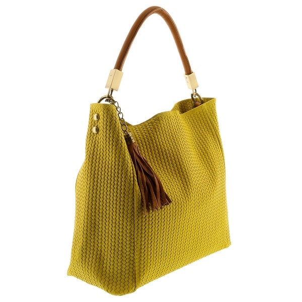 HS2070 GL GRAZIA Yellow Leather Hobo Shoulder Bag - 14.5-13.5-5.75