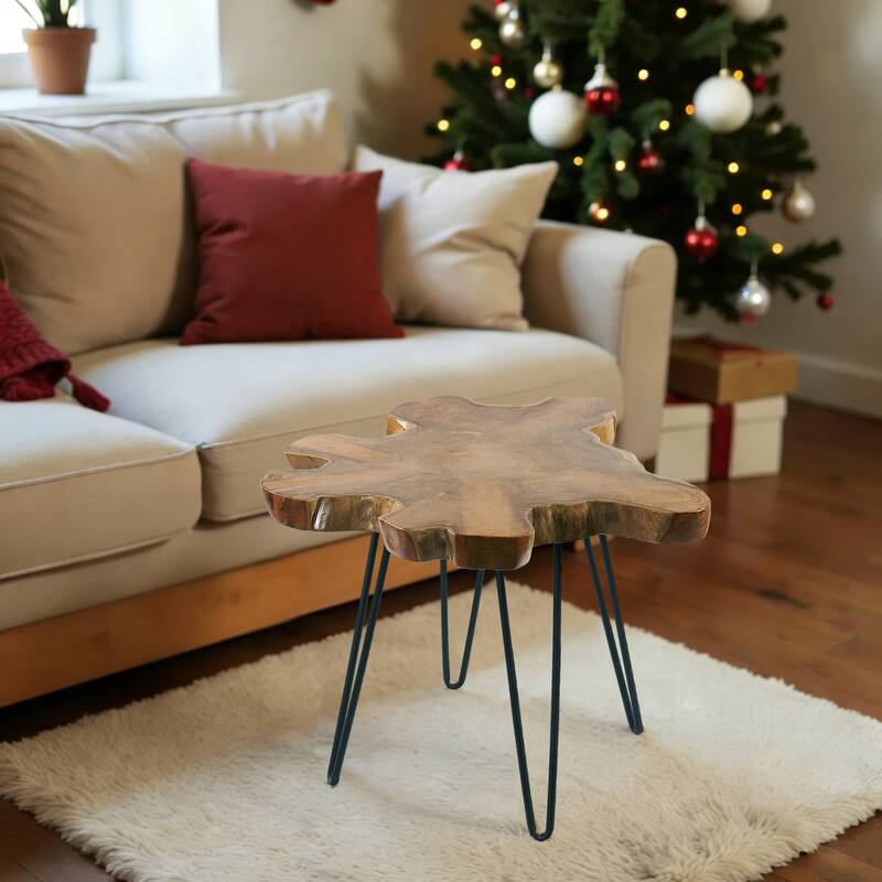 Greenage Solid Wood Teak Live Edge Natural Cut Coffee Table