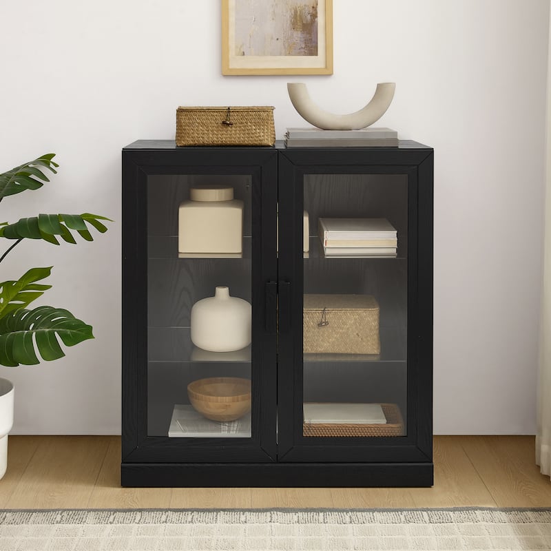 Crosley Essen Stackable Glass Door Kitchen Pantry Storage Cabinet