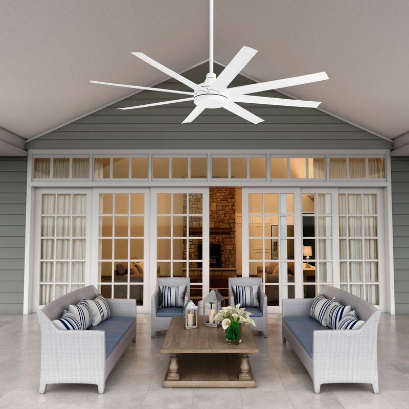 65-Inch 8-Blade Black/White Ceiling Fan with Remote without Light