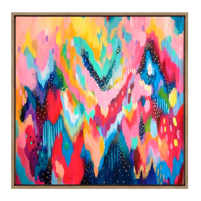 Kate and Laurel Sylvie EV Brushstroke 100 Frame Canvas by Jessi Raulet - 30x30 - Plastic - Gold