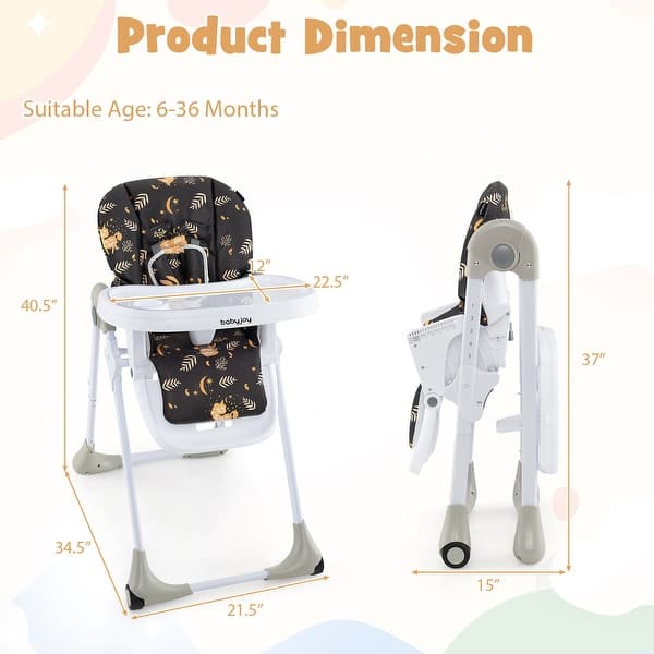 Baby High Chair w/ 7 Height & 3 Footrest Adjustable Cup holder 2
