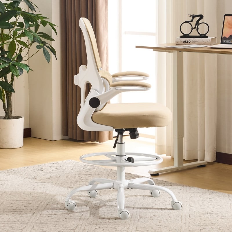 Breathable Mesh Tall Office Chair Drafting Chair With Adjustable Footrest Ring