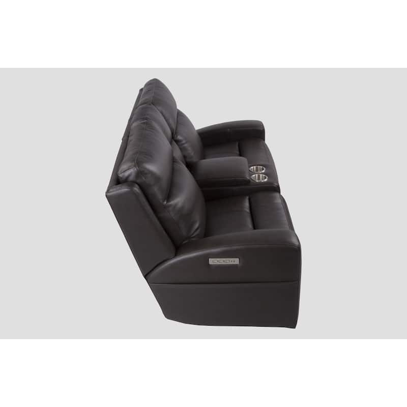 URlivingroom Top Grain Leather Power Reclining Loveseat with Console Storage, USB Charge Port - 79.5"W*39.25D*40.5"H