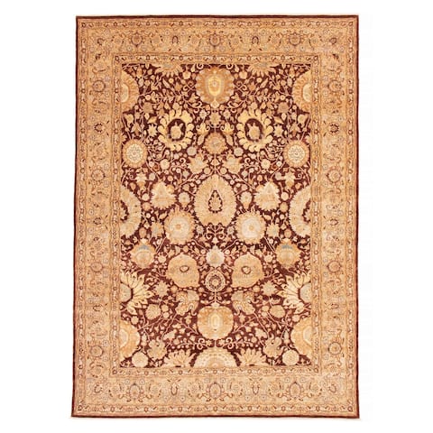 ECARPETGALLERY Hand-knotted Double Knot Brown Wool Rug - 9'1 x 12'4
