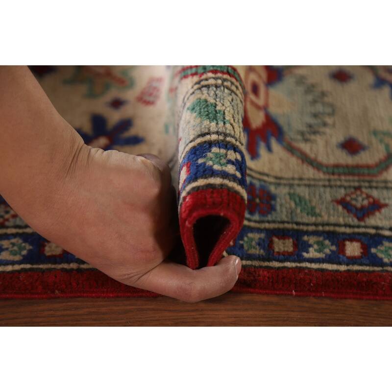 Hand Knotted Oriental 100% Wool Carpet Traditional Geometric Red Kazak Area Rug - 10' 1'' X 6' 10''
