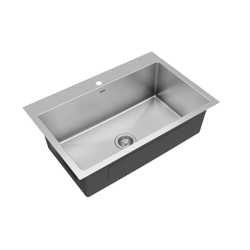 Karran 33" Top Mount Single Bowl Stainless Steel Kitchen Sink Kit