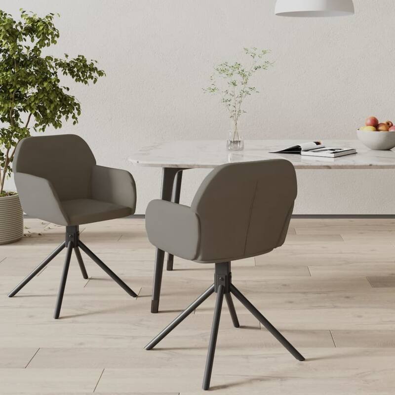 vidaXL Swivel Dining Chairs 2 Pcs Accent Chair for Kitchen Living Room Velvet - 21.3" x 23" x 31.3" - Dark gray