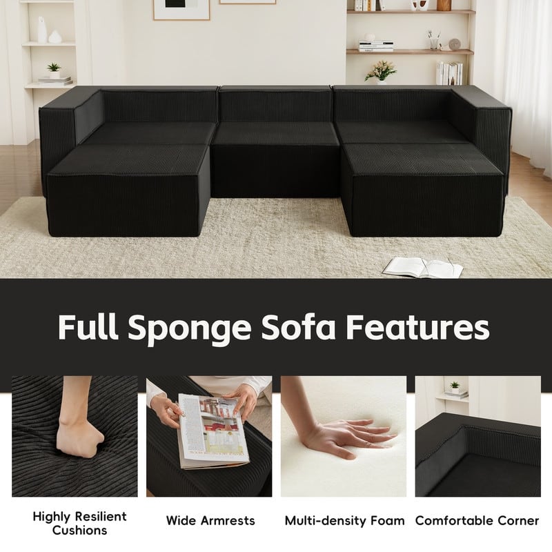 Left Armrest Corduroy Compression Sofa