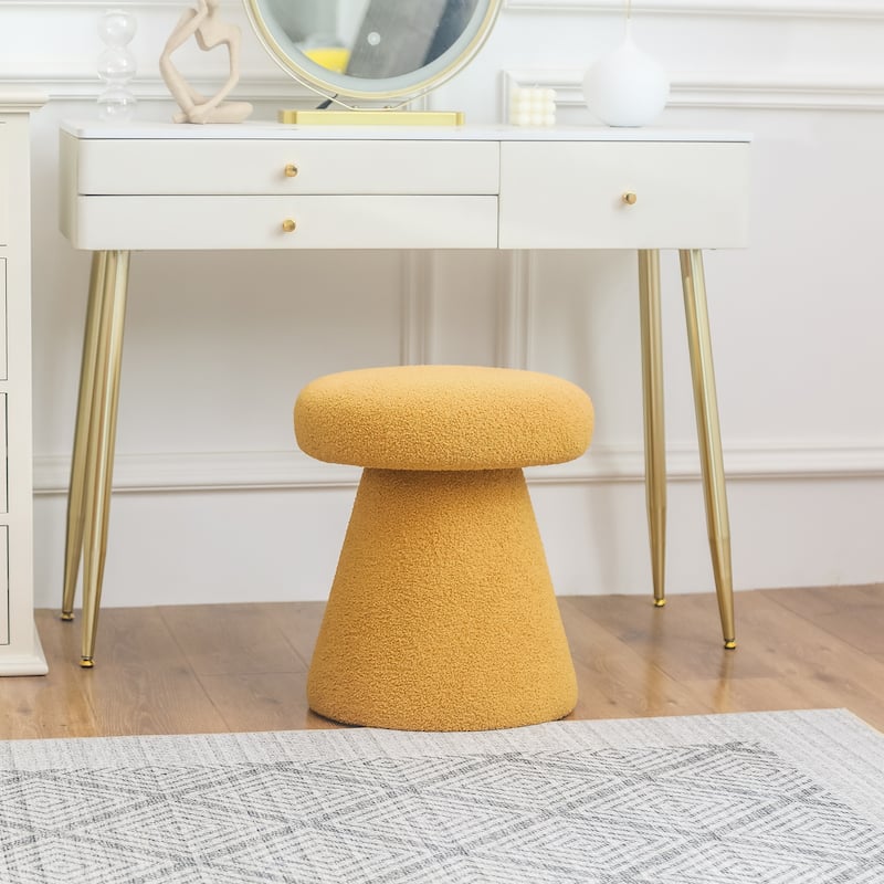 Adeco Mushroom Ottoman Large Soft Foot Stool for Living Room Bedroom - Ginger