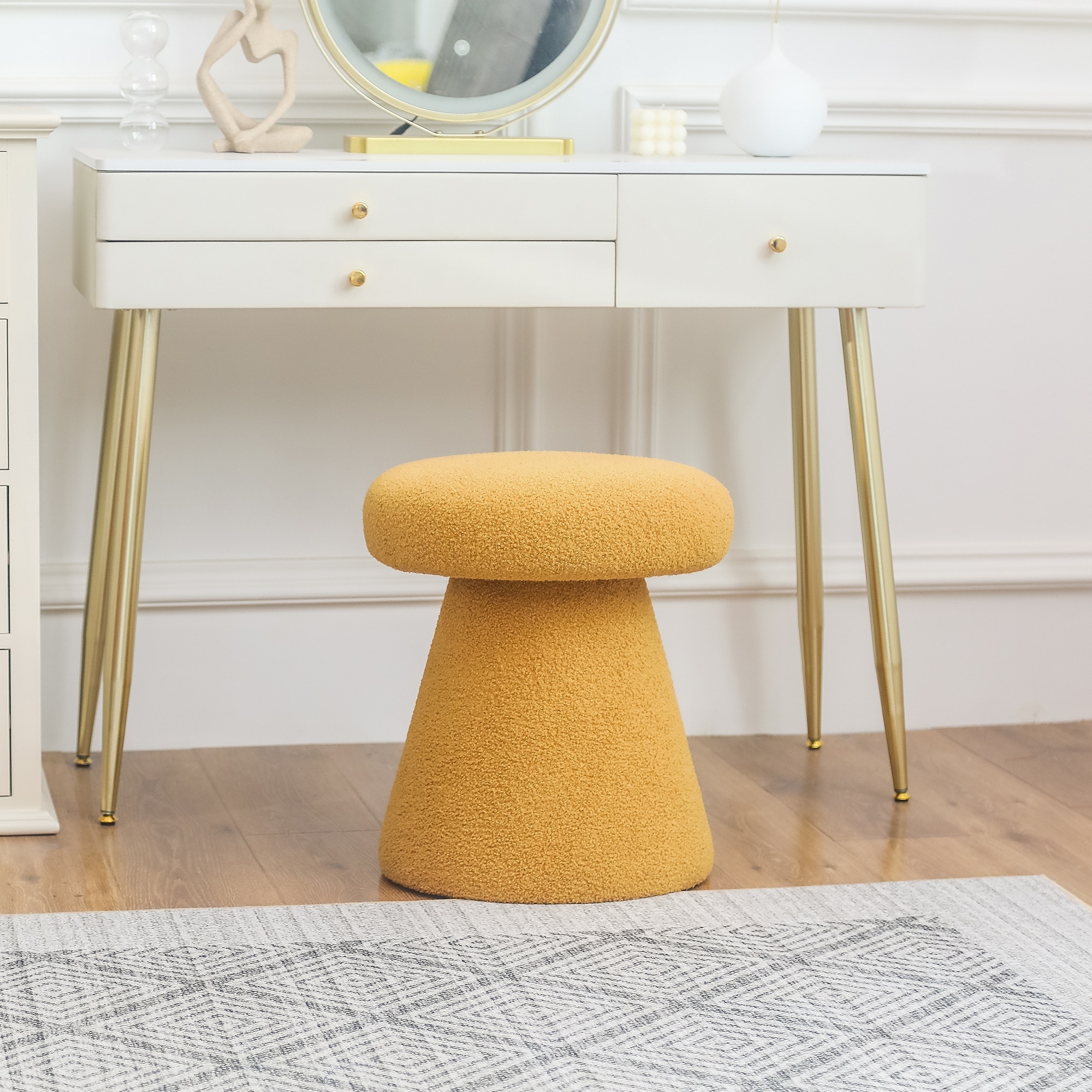 Adeco Mushroom Ottoman Large Soft Foot Stool for Living Room Bedroom