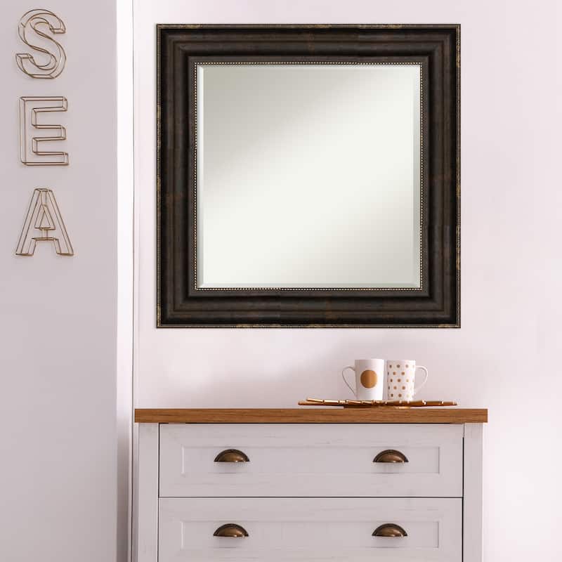 Beveled Bathroom Wall Mirror - Stately Bronze Frame - Stately Bronze