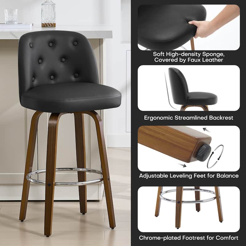 26"/29" Swivel Bar Stools/ Counter Stool with Bentwood Legs