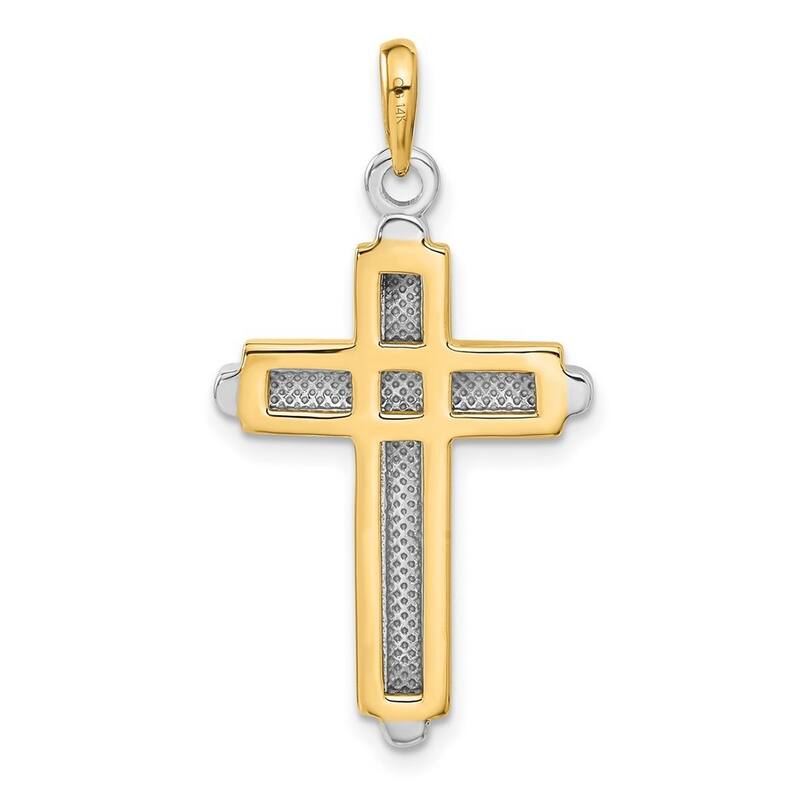 Curata 14k Two-Tone Gold 18" 29x20mm Solid Polished Gold Cross Necklace