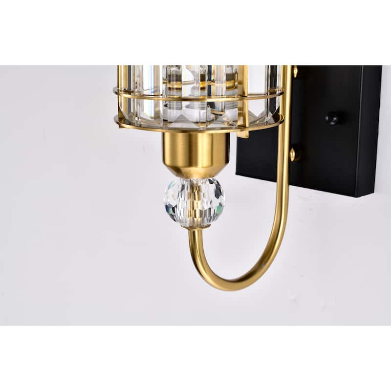 Aitana 8 Inch Brass Finish Crystal Shade Wall Sconces 1-Light