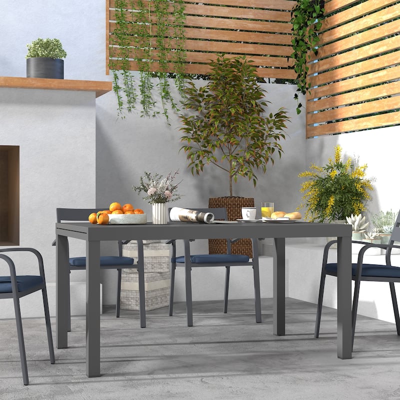 Outdoor 9-piece Aluminum Dining Set Stackable Chairs and Extendable Table