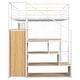 preview thumbnail 11 of 16, Full Size Metal Loft Bed with Built-in Workstation, Wardrobe & LED Lighting (250lb Capacity)