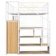 preview thumbnail 11 of 30, Full Size Metal Loft Bed with Desk, LED-Lit Shelves, Built-in Wardrobe, and Storage Stairs, Workstation Combo for Kids or Teens