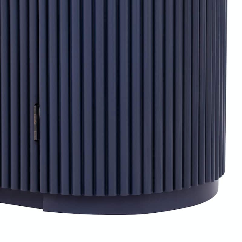Vertical Striped Door Storage Cabinet with Metal Handles, Adjustable Shelves
