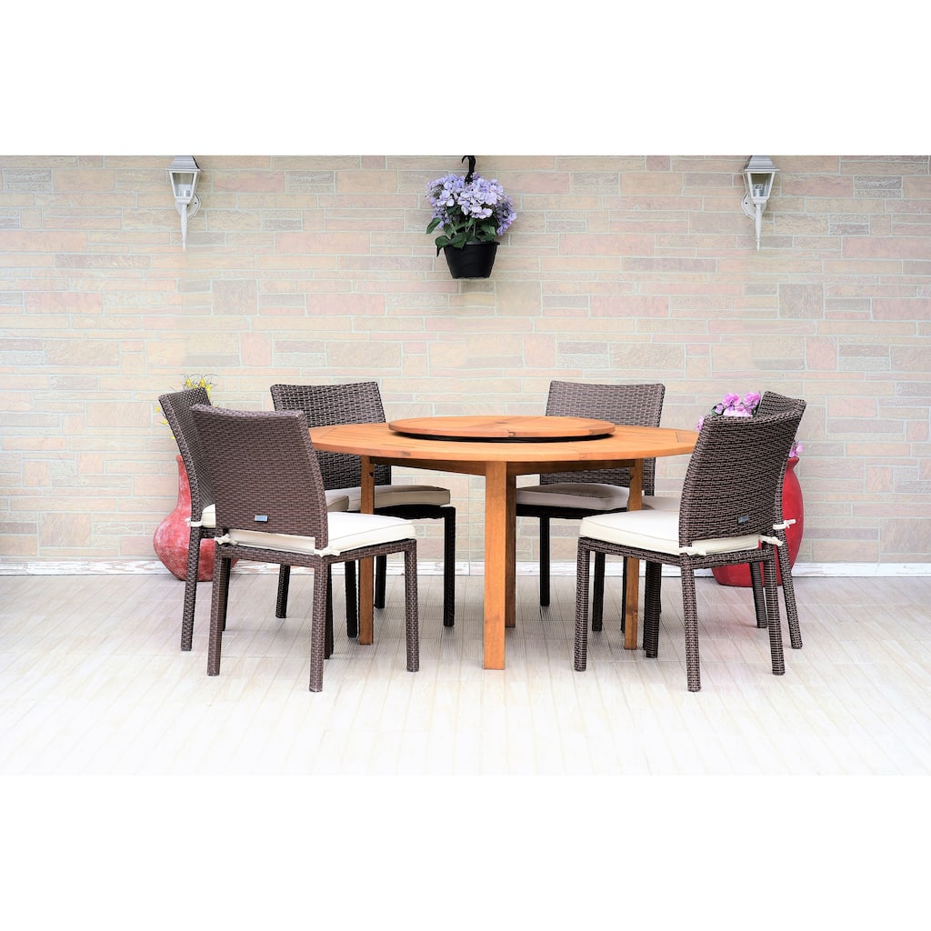 7-piece Lazy Susan Wood Dining Set - 7 Piece