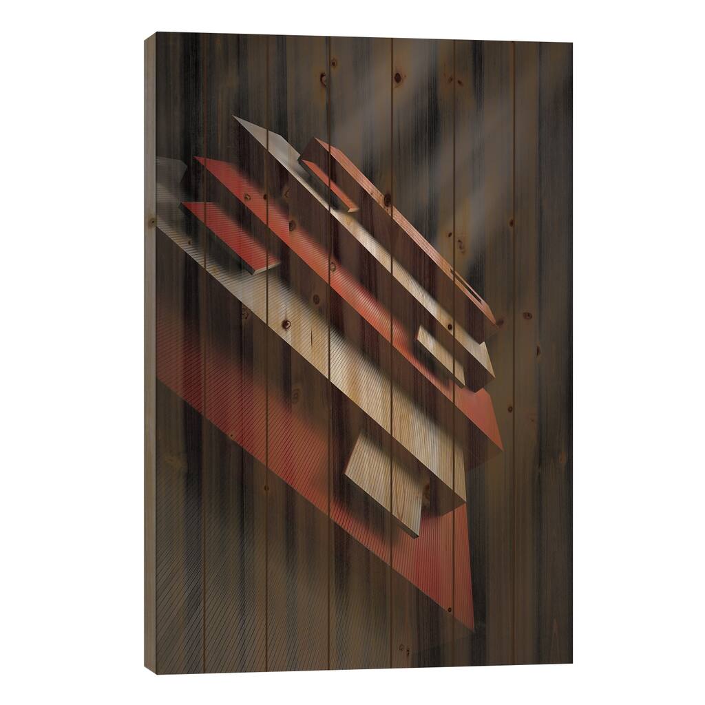 Red & White Print On Wood by Ajkabajka - Multi-Color