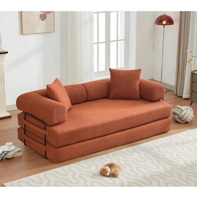 Convertible Out Sofa Bed, 4-in-1 DIY Combination Convertible Sofa, Folding Sleeper Sofa with Adjustable Armrests