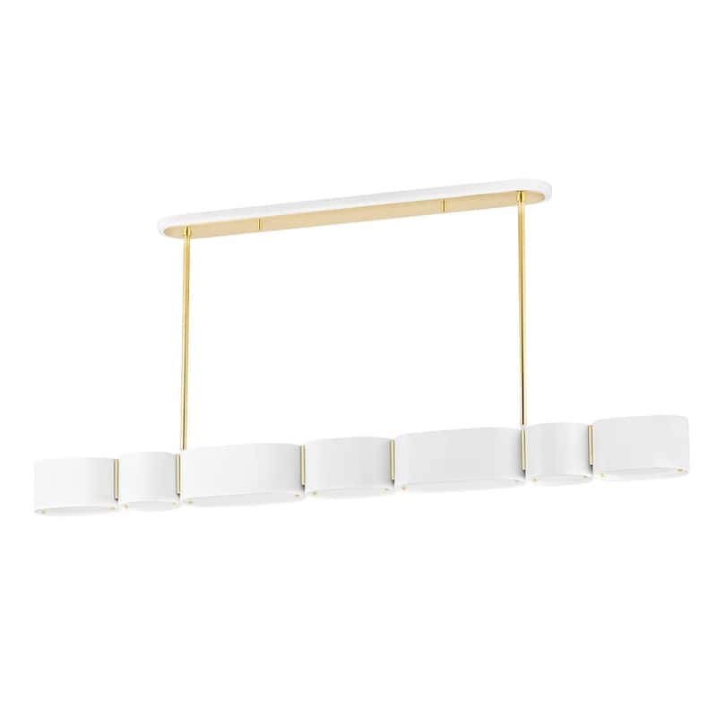 Corbett Lighting Opal 7 Light Soft White/Vintage Brass Island Light