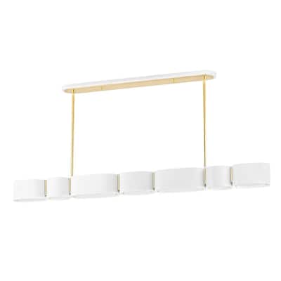 Corbett Lighting Opal 7 Light Soft White/Vintage Brass Island Light