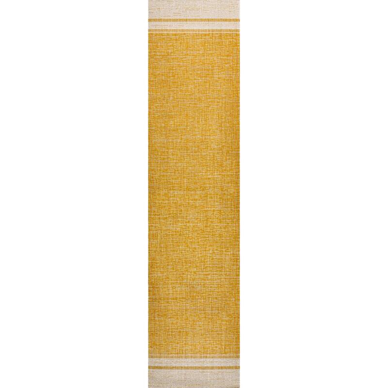 JONATHAN Y Darcy Modern Minimalist Mingled Solid Black/Cream Indoor/Outdoor Area Rug - 2 X 8 - Yellow/Cream