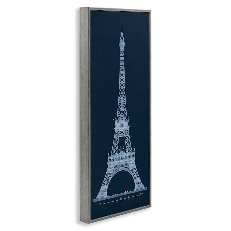 Stupell White Parisian Tower on Blue Framed Giclee Art Design By Phillipa Katz