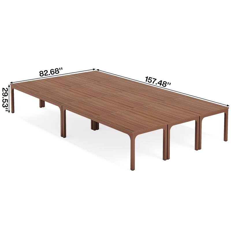 Modern Office 13FT Conference Table Set of 6, Large Rectangle Meeting Table, 78.74-Inch Long Business Seminar Table