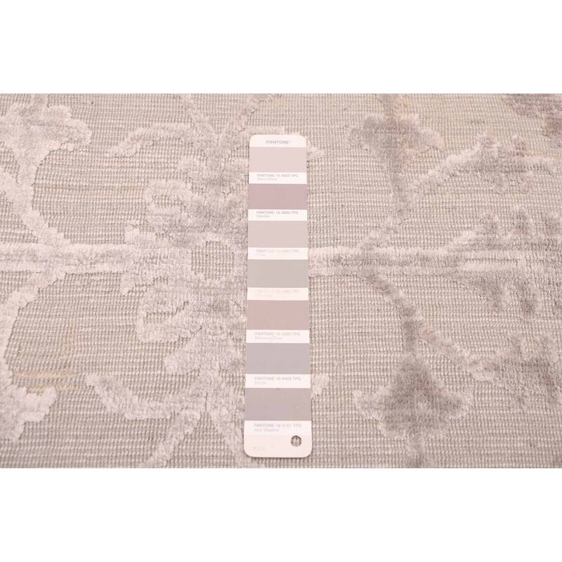 ECARPETGALLERY Hand Loomed Elysian Grey Viscose, Wool Rug - 6'7 x 9'10