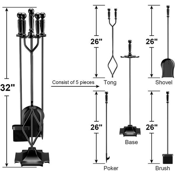 Panacea 71cm 5 Piece Wrought Iron Fireplace Toolset - 15001 main image 0