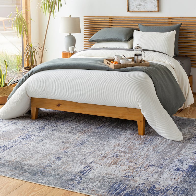 Livabliss Sheena Traditional Abstract Machine Washable Area Rug - 6' 7" x 9' - Light Grey/Blue
